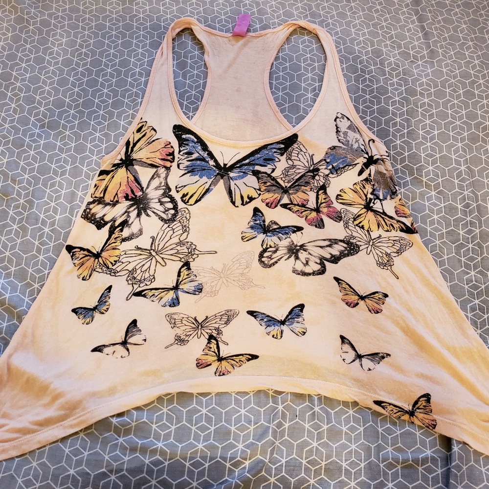 Retro doll peach small asymmetrical tank top